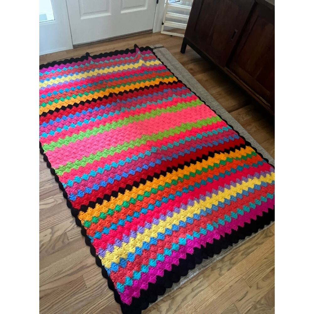 Harlequin Top crocheted throw - Bright, FUN, Cheerful